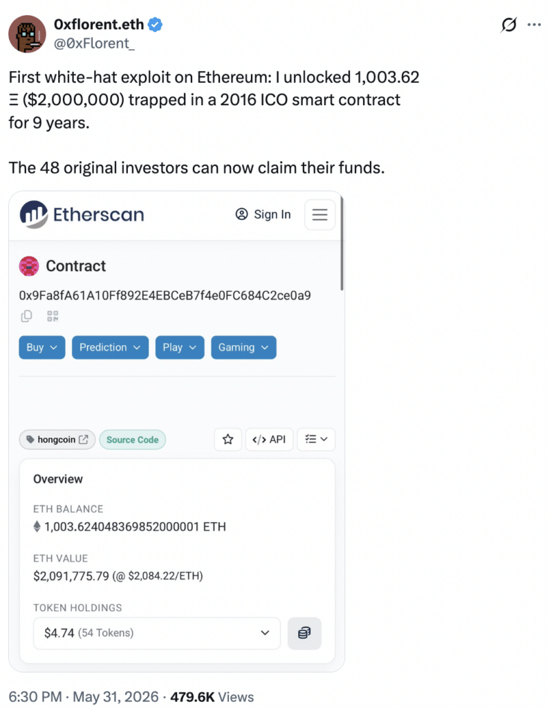 First white-hat exploit on Ethereum