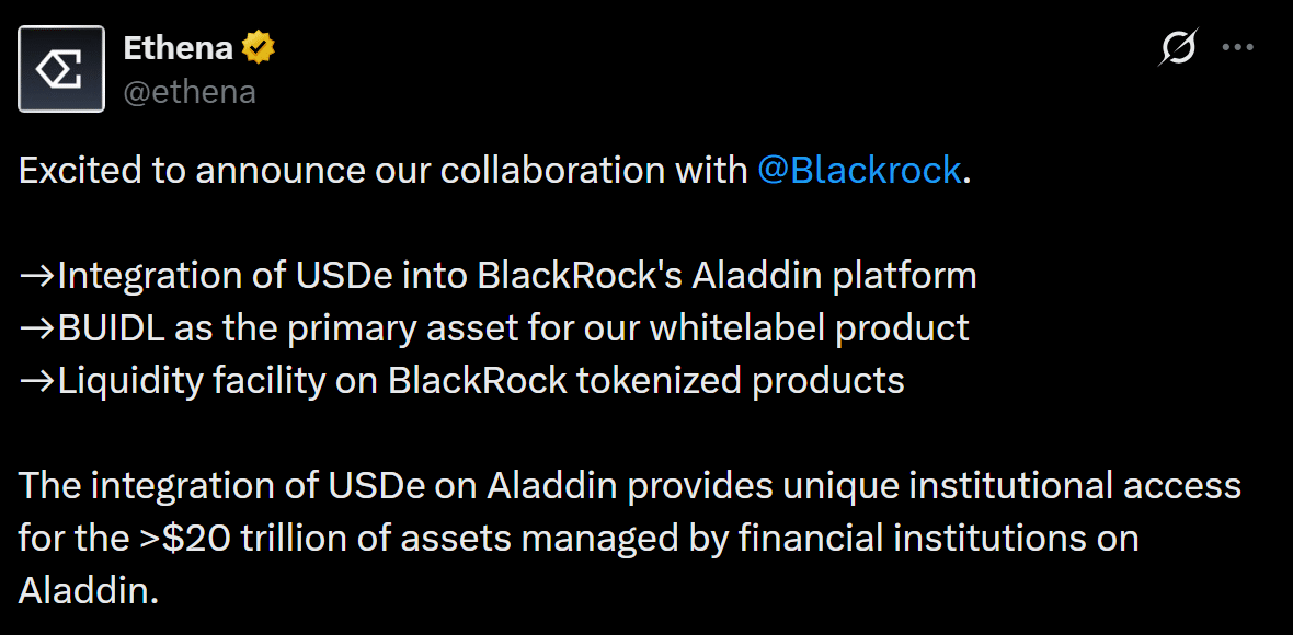 Ethena công bố hợp tác BlackRock, dự báo giá ENA ra sao? - Tin Tức Bitcoin - Cập Nhật Tin Tức Coin Mới Nhất 24/7 2026 Ethena công bố hợp tác BlackRock, dự báo giá ENA ra sao? - Tin Tức Bitcoin - Cập Nhật Tin Tức Coin Mới Nhất 24/7 2026