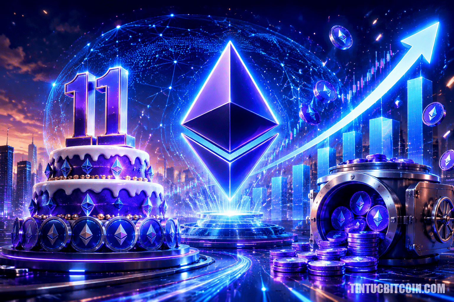 Ethereum tròn 11 tuổi: 40,2 triệu ETH stake kỷ lục đẩy giá tăng? - Tin Tức Bitcoin - Cập Nhật Tin Tức Coin Mới Nhất 24/7 2026 Ethereum tròn 11 tuổi: 40,2 triệu ETH stake kỷ lục đẩy giá tăng?