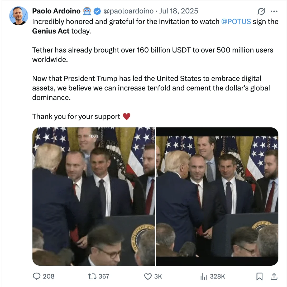 Paolo Ardoino on GENIUS Act