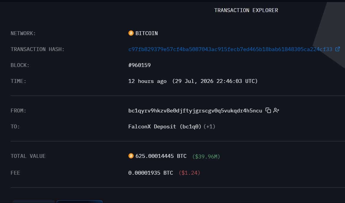 Cá voi Bitcoin bán tháo 625 BTC: Nhà đầu tư dài hạn có giữ giá ổn định? - Tin Tức Bitcoin - Cập Nhật Tin Tức Coin Mới Nhất 24/7 2026 BTC whale transfer