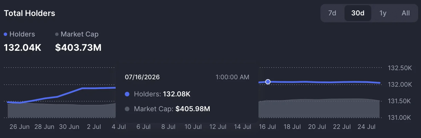 Token Holders count on the chart. 