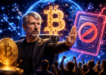 Bạn là chuyên gia SEO tiền điện tử. Dựa trên TIÊU ĐỀ GỐC = “Michael Saylor slams BIP-110: ‘Nobody controls Bitcoin, the network has spoken’” hãy viết lại 1 tiêu đề Tiếng Việt tối đa 68 ký tự, bám sát ý CHÍNH quan trọng nhất trong nội dung gốc (được phép lược bỏ chi tiết phụ và đổi thứ tự các vế cho tự nhiên), không thêm dữ liệu hay chi tiết mới, dịch/viết lại thật tự nhiên. Nếu là câu hỏi thì giữ nguyên ý nghĩa câu hỏi và dấu “?”. Cố gắng xác định rõ tác nhân (Người…/Nhà đầu tư…/Công ty…/Cá voi… khi phù hợp), chọn 1 chủ thể trọng tâm thay vì liệt kê quá nhiều vế, giọng khách quan như báo tài chính, không khuyến nghị mua/bán. Ưu tiên cấu trúc [Tác nhân] + [Hành động mạnh] + [Bối cảnh giá/thời điểm/dự báo]. Chuẩn hóa số liệu theo chuẩn Việt Nam: dùng “,” cho thập phân, “.” cho hàng nghìn, bỏ phần thập phân nếu =0, rút gọn số chỉ còn 1 chữ số thập phân, đổi “$” thành USD (ví dụ: 100 USD), 1M → 1 triệu, 1B → 1 tỷ, 1T → 1 nghìn tỷ. Tự động đổi thời gian UTC → GMT+7 nếu xuất hiện(Ví dụ: 13:00 (UTC) sẽ chuyển đổi thành 20:00 (giờ VN)). Không dùng ngoặc kép trong tiêu đề, không tự tham chiếu, không ký tự thừa, tránh giật tít, tối ưu cho AI Search (Google AI Overview, SGE, Featured Snippet, PAA, Perplexity, ChatGPT Search).