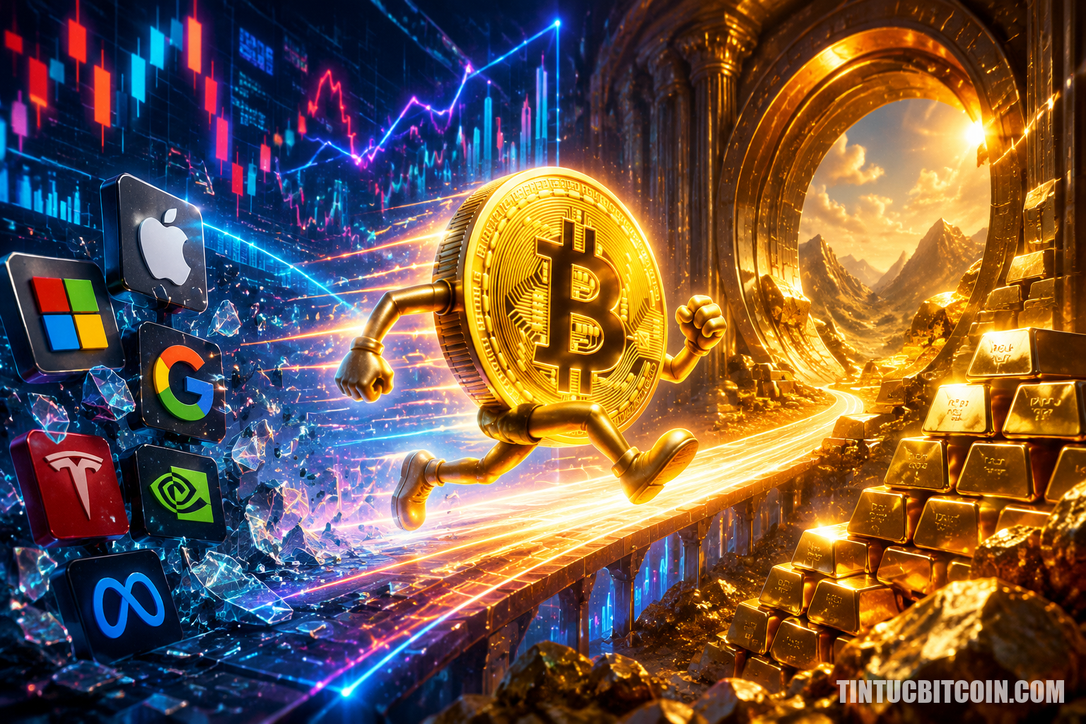 Bitcoin rời xa nhóm cổ phiếu công nghệ, tiến vào lãnh địa vàng - Tin Tức Bitcoin - Cập Nhật Tin Tức Coin Mới Nhất 24/7 2026 Bitcoin rời xa nhóm cổ phiếu công nghệ, tiến vào lãnh địa vàng
