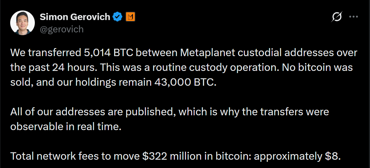 Metaplanet chuyển 322 triệu USD Bitcoin, nhà đầu tư có nên lo bán tháo? - Tin Tức Bitcoin - Cập Nhật Tin Tức Coin Mới Nhất 24/7 2026 Metaplanet chuyển 322 triệu USD Bitcoin, nhà đầu tư có nên lo bán tháo? - Tin Tức Bitcoin - Cập Nhật Tin Tức Coin Mới Nhất 24/7 2026